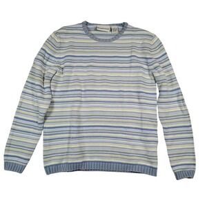 Appleseed's Women's Crewneck Sweater Sz S Small Blue White Striped Cotton